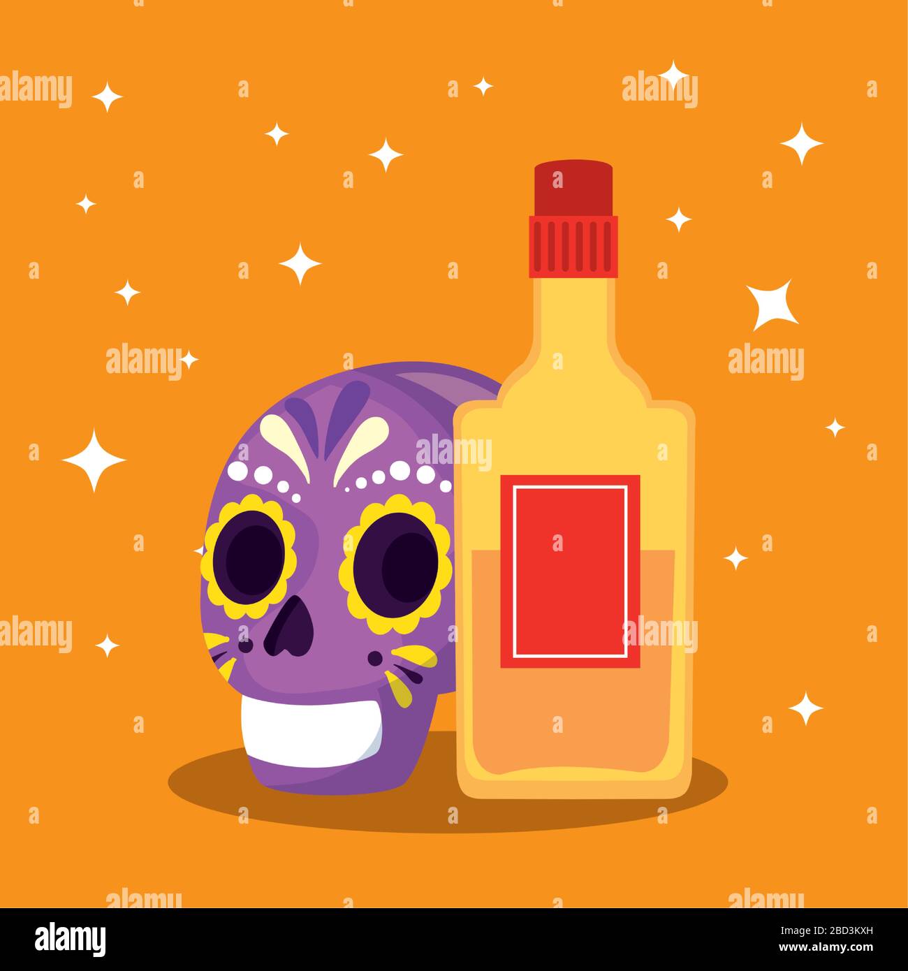 Mexican skull and tequila bottle vector design Stock Vector Image & Art ...