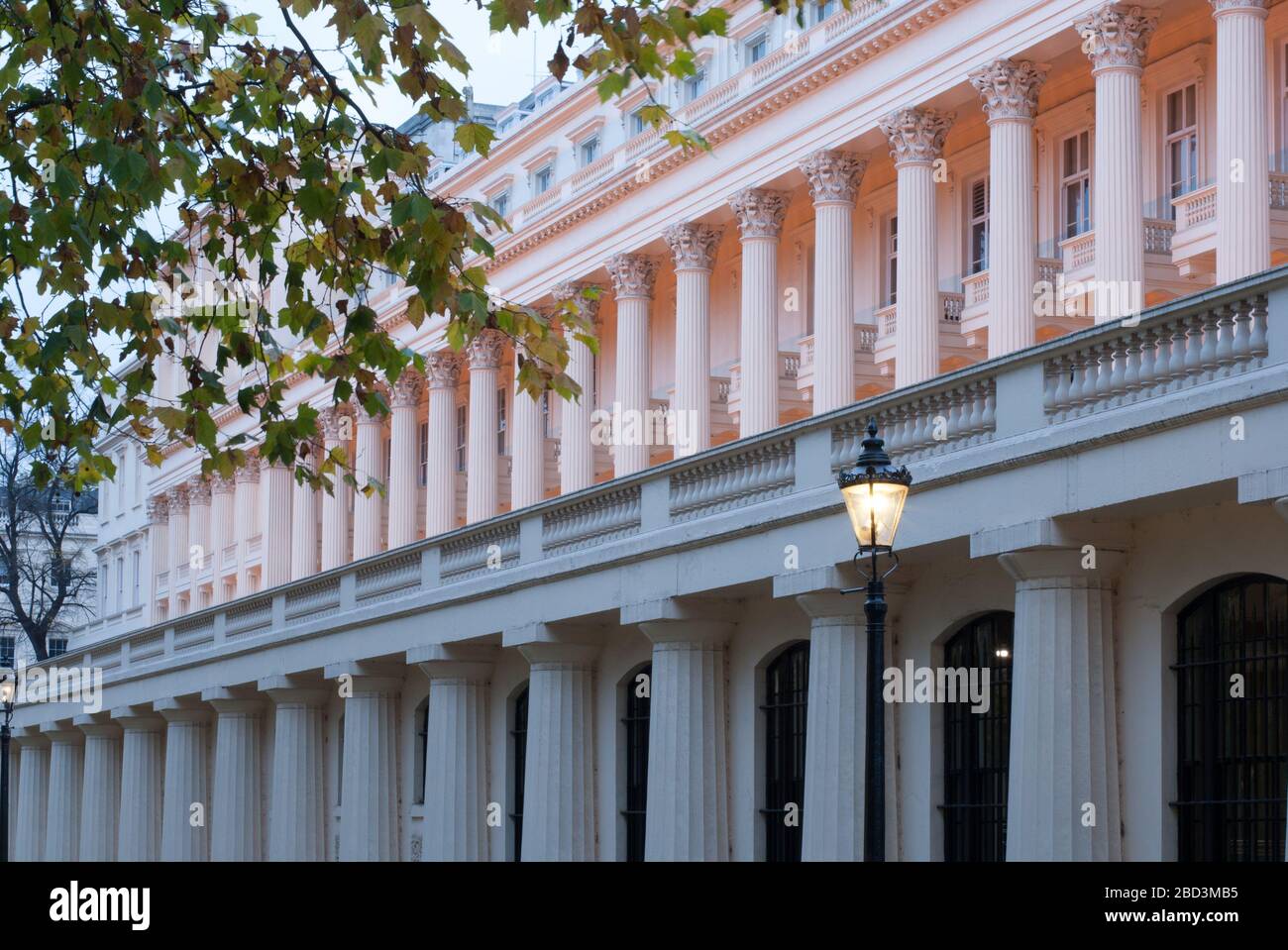 Neo-Classical Architecture Stucco Front St. James Park Carlton House Terrace, London SW1Y 5AG by John Nash and Decimus Burton Stock Photo