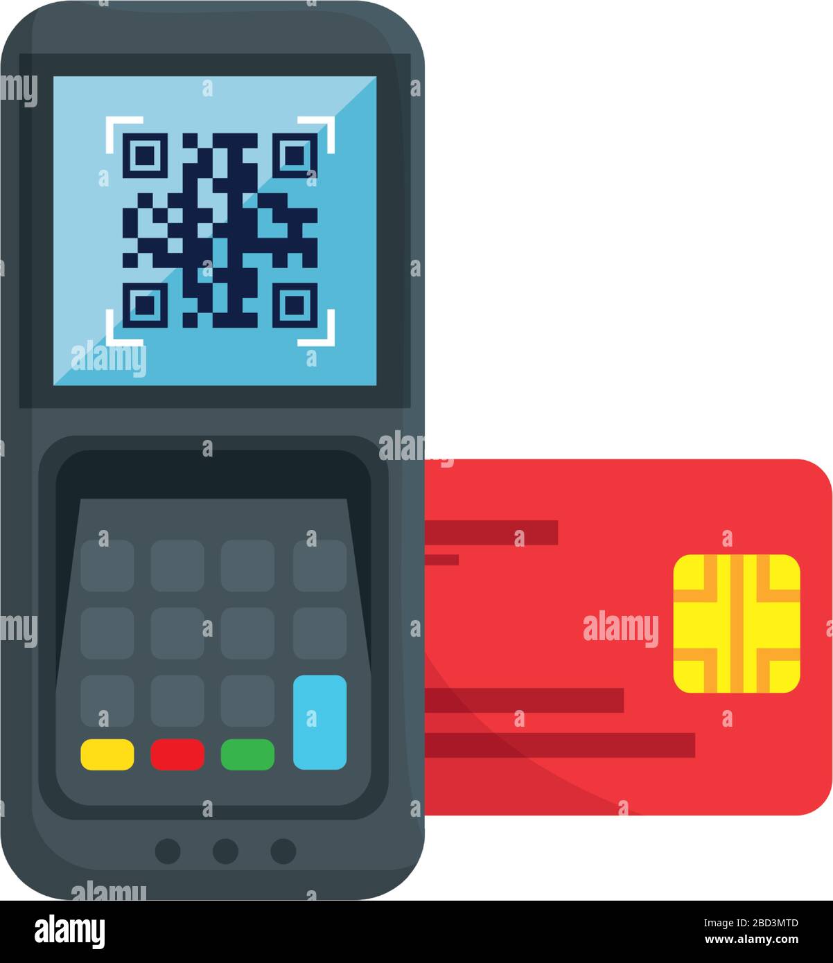qr code inside dataphone and credit card vector design Stock Vector