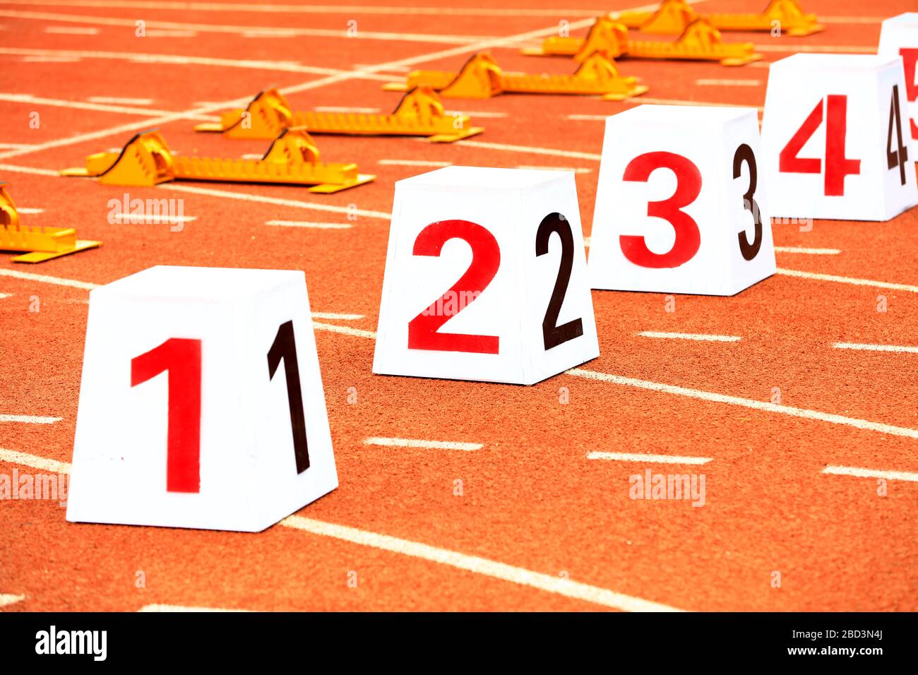 Starting blocks in the playground Stock Photo Alamy