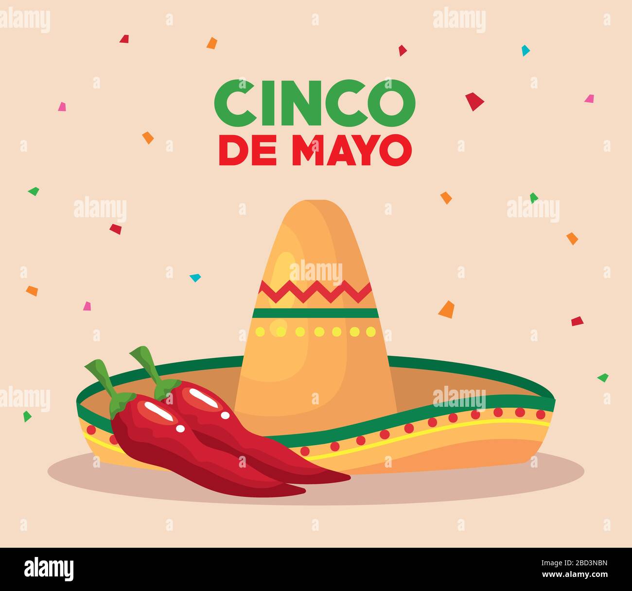 Mexican hat and chillis of Cinco de mayo vector design Stock Vector ...