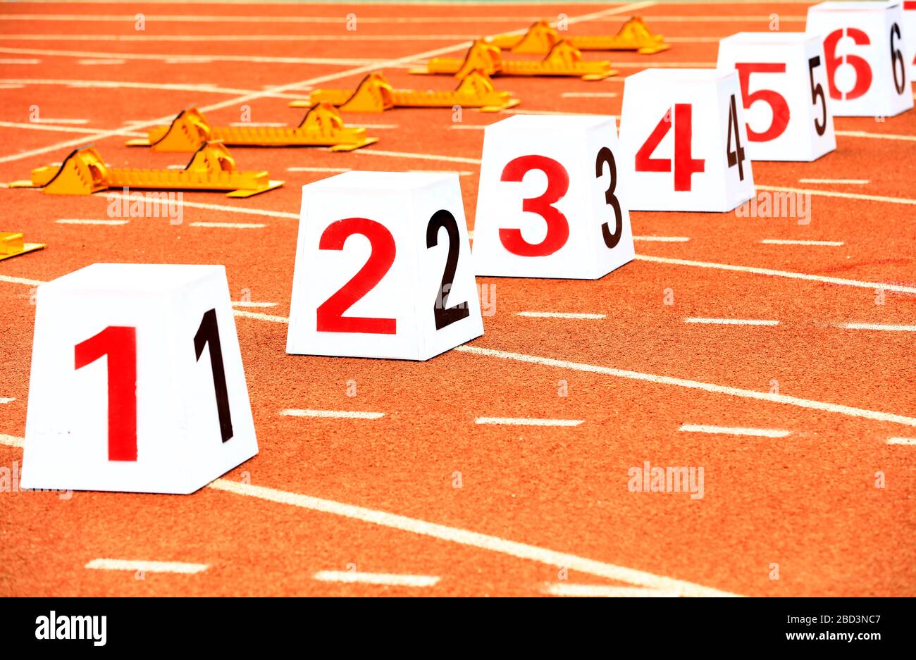 Starting blocks in the playground Stock Photo Alamy