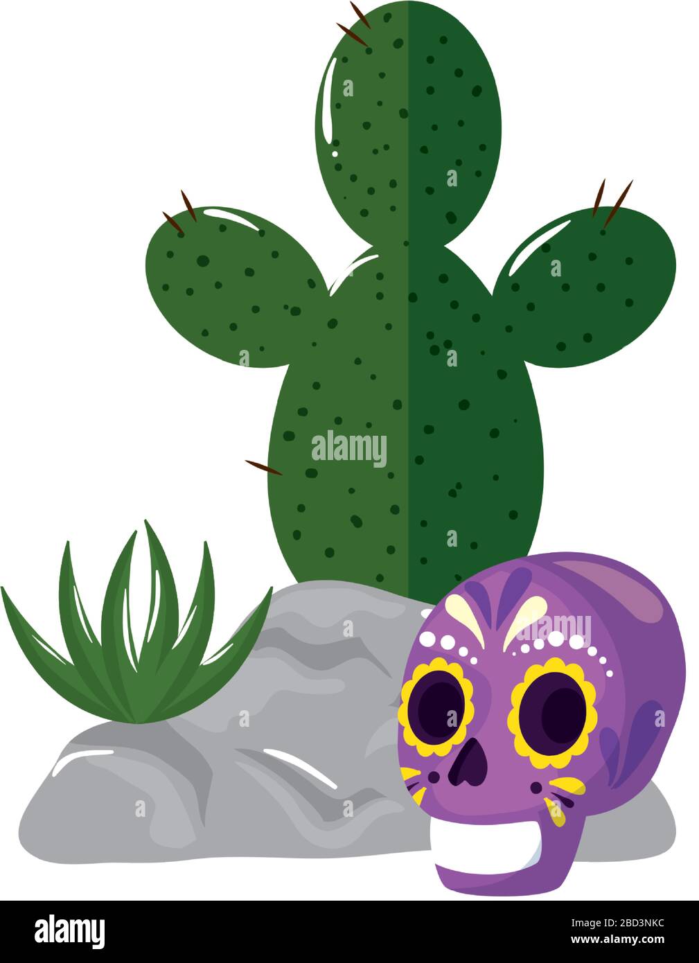 Isolated mexican skull and cactus vector design Stock Vector