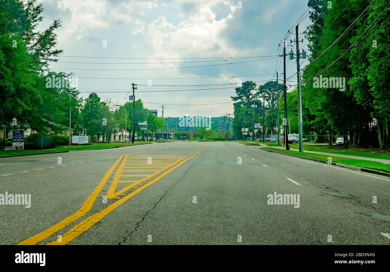 Cottage Hill Road is deserted during the COVID19 pandemic, March 29, 2020, in Mobile, Alabama