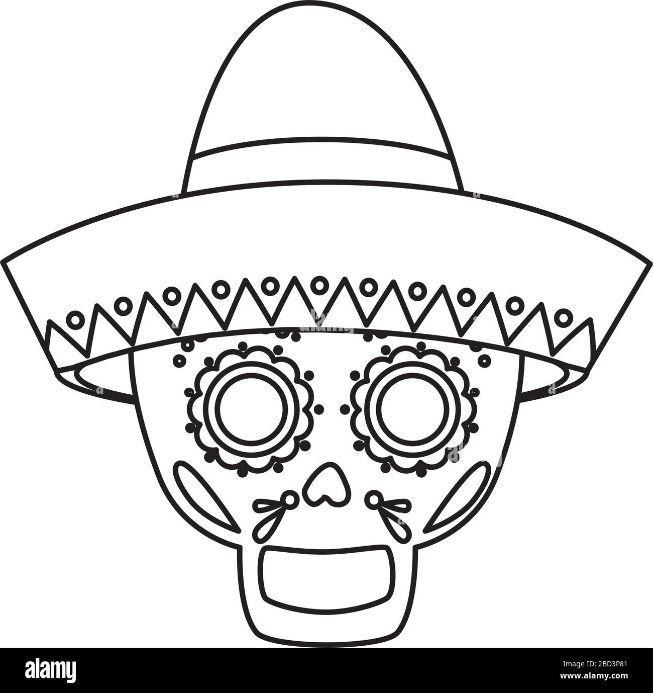 Isolated mexican skull with hat vector design Stock Vector Image & Art ...
