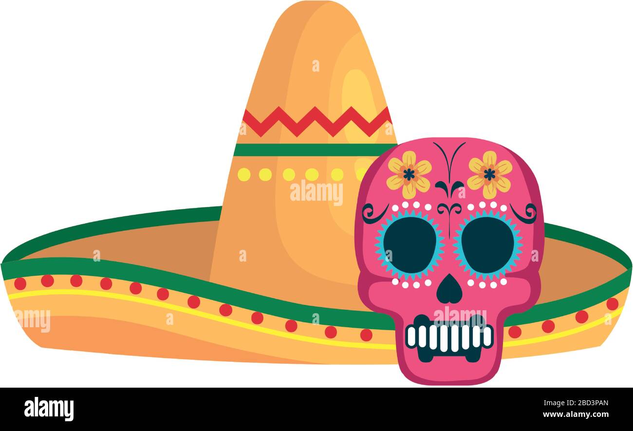 Isolated mexican hat and skull vector design Stock Vector Image & Art ...