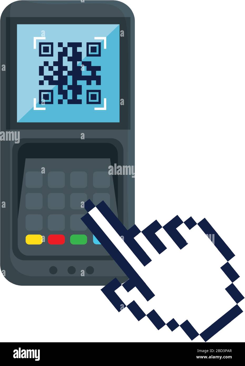 qr code inside dataphone and cursor vector design Stock Vector Image