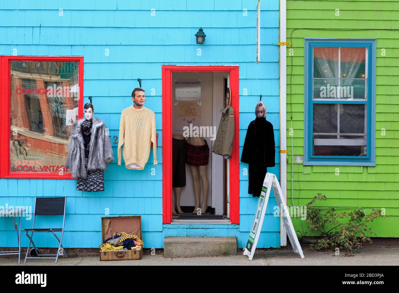 Stores on Vintage Row, Queen Street, Halifax, Nova Scotia, Canada Stock