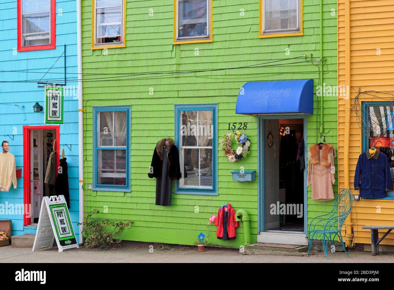 Stores on Vintage Row, Queen Street, Halifax, Nova Scotia, Canada Stock
