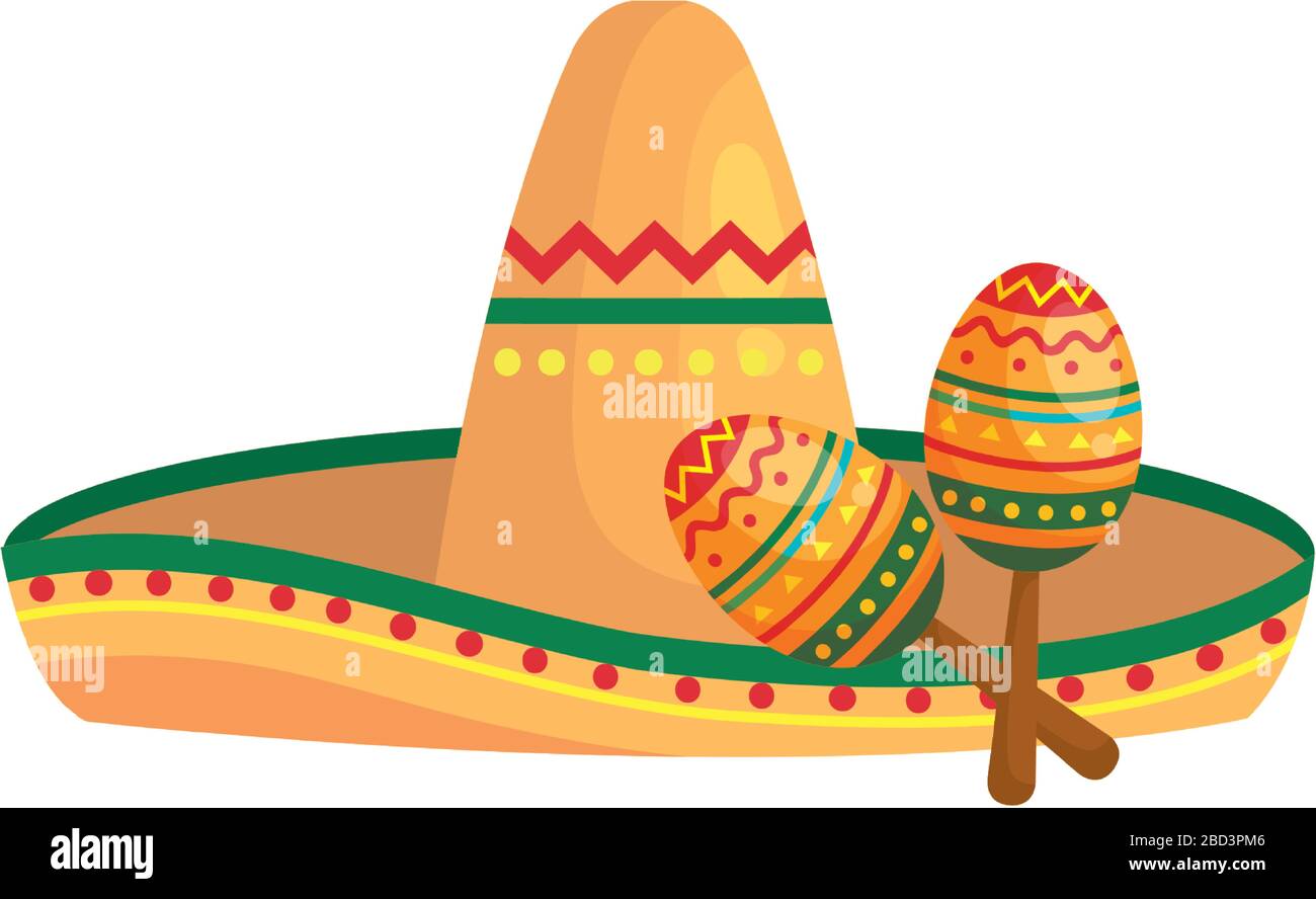 Isolated mexican hat and maracas vector design Stock Vector Image & Art ...
