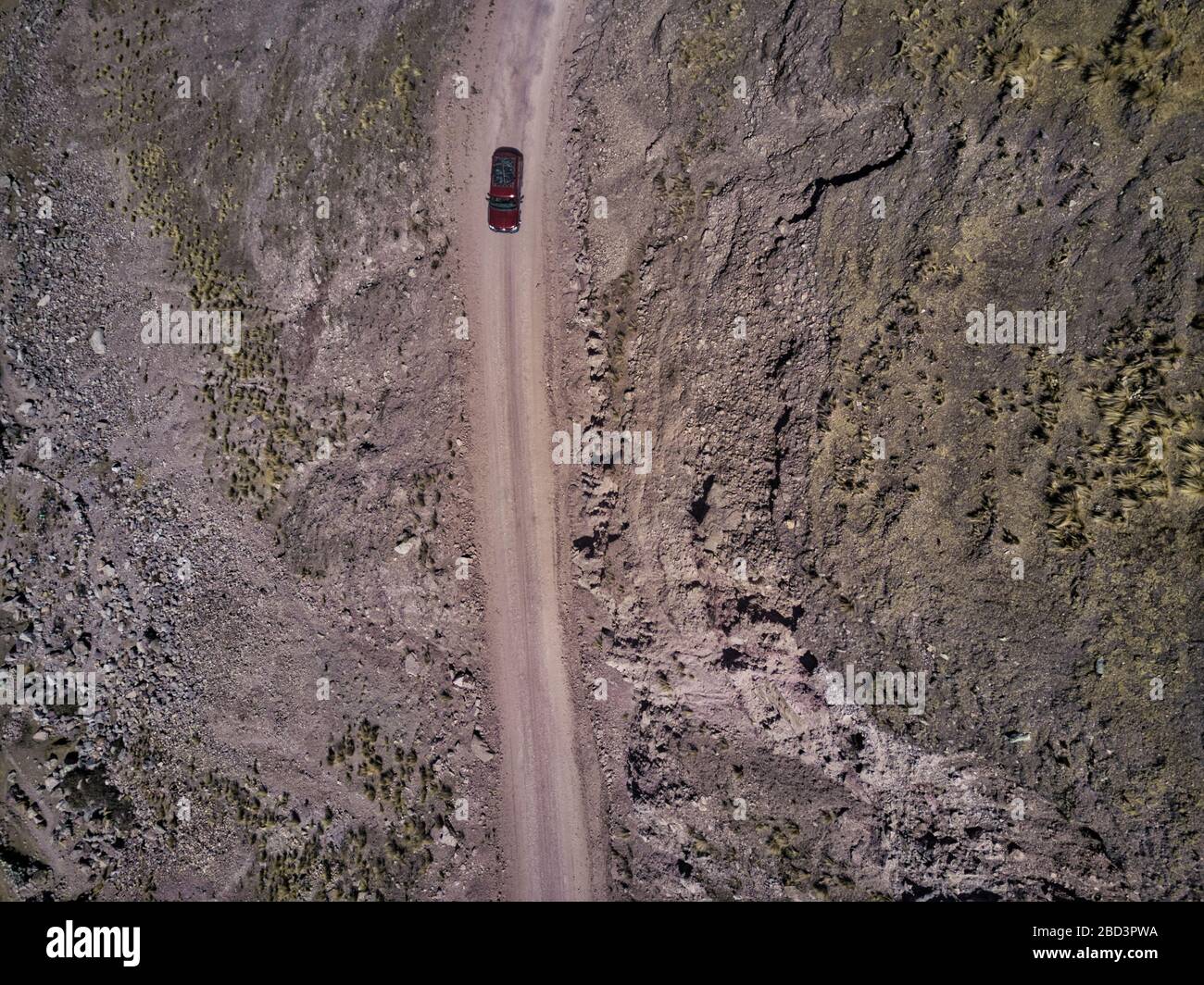 Aerial view of dangerous high-mountain road in Andes, South America Stock Photo