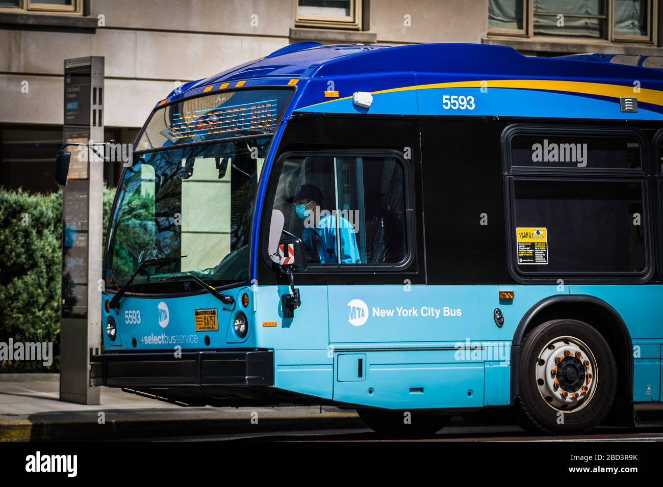 Amid the Covid-19 pandemic essential workers  are on the job in New York City. Stock Photo