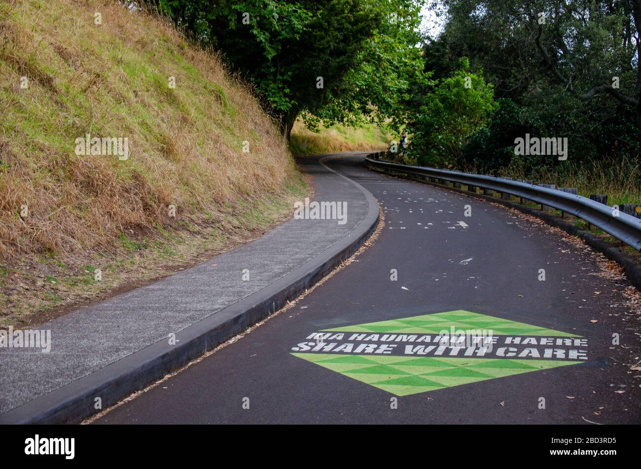 Pavement bike path up to Mount Eden summit in Auckland Stock Photo Alamy