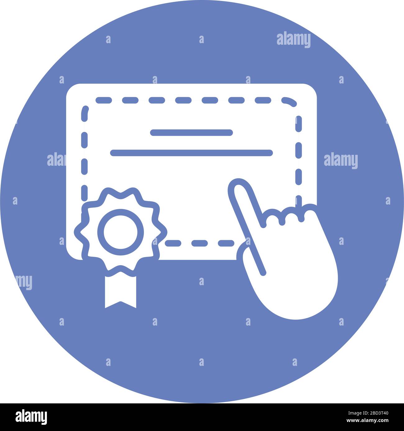 graduation certificate with hand cursor block style icon Stock Vector ...