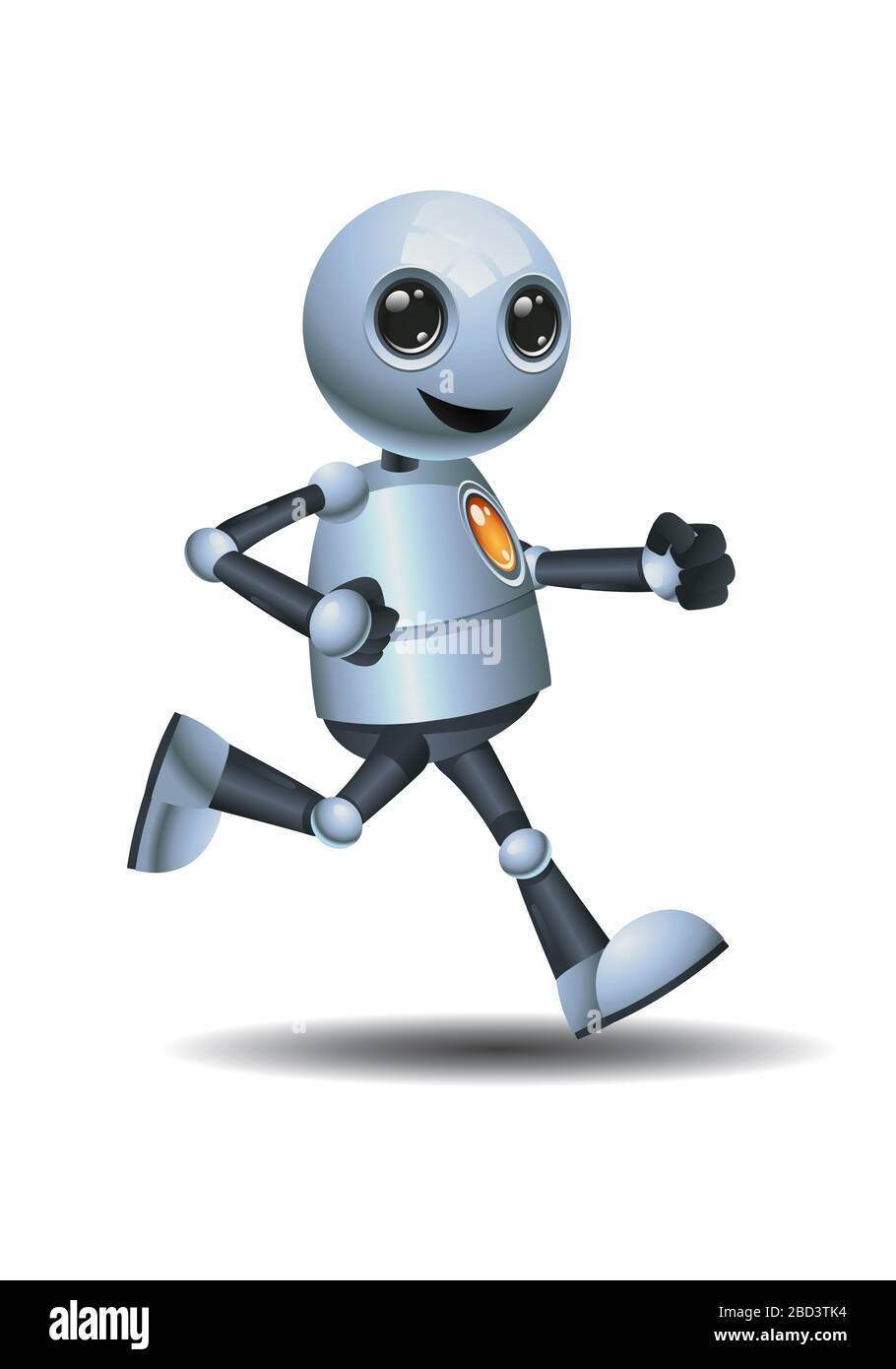 3d illustration of little robot runner in relax mood on isolated white  background Stock Photo - Alamy