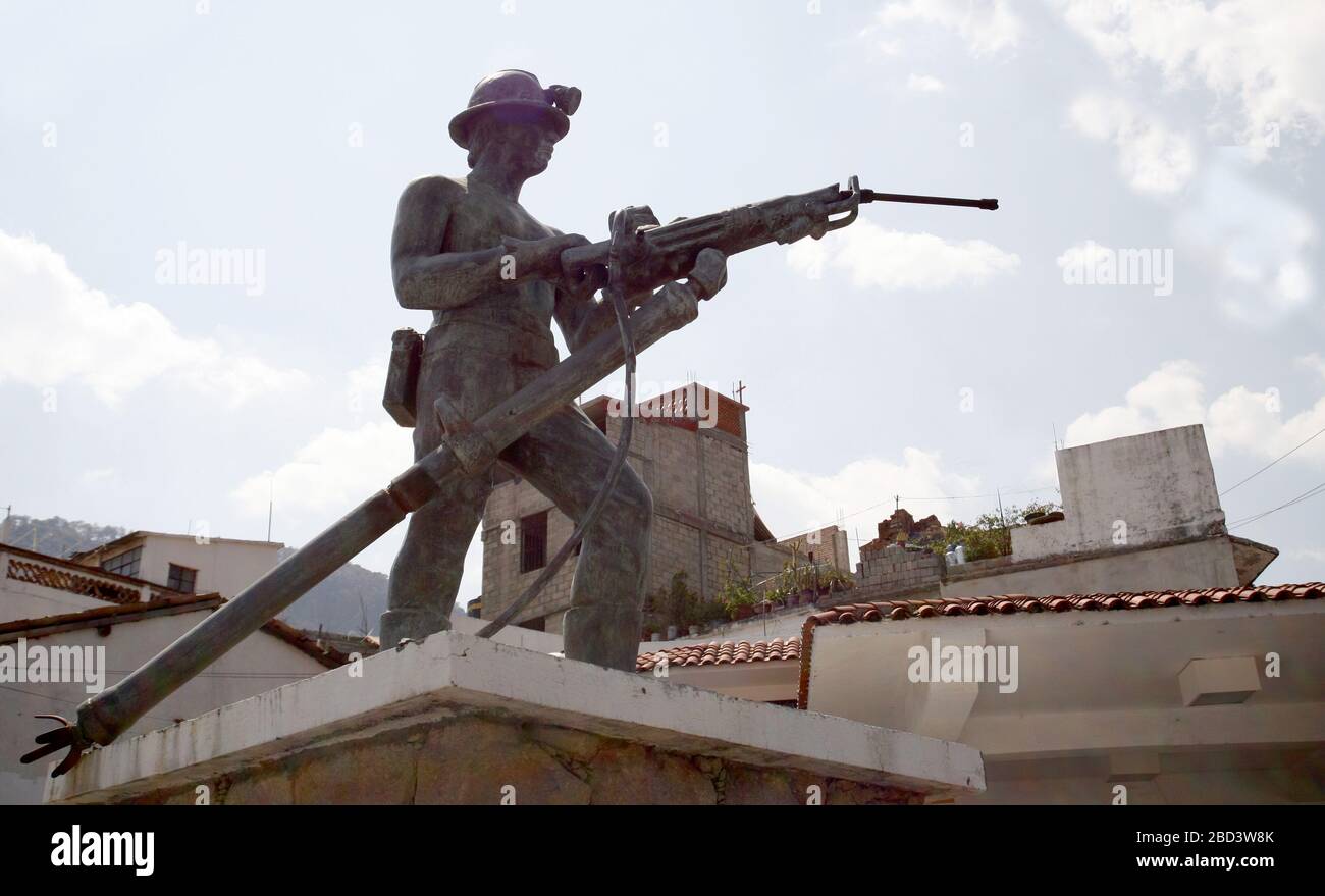 Miner statue, Taxco, Guerrero, Mexico Stock Photo