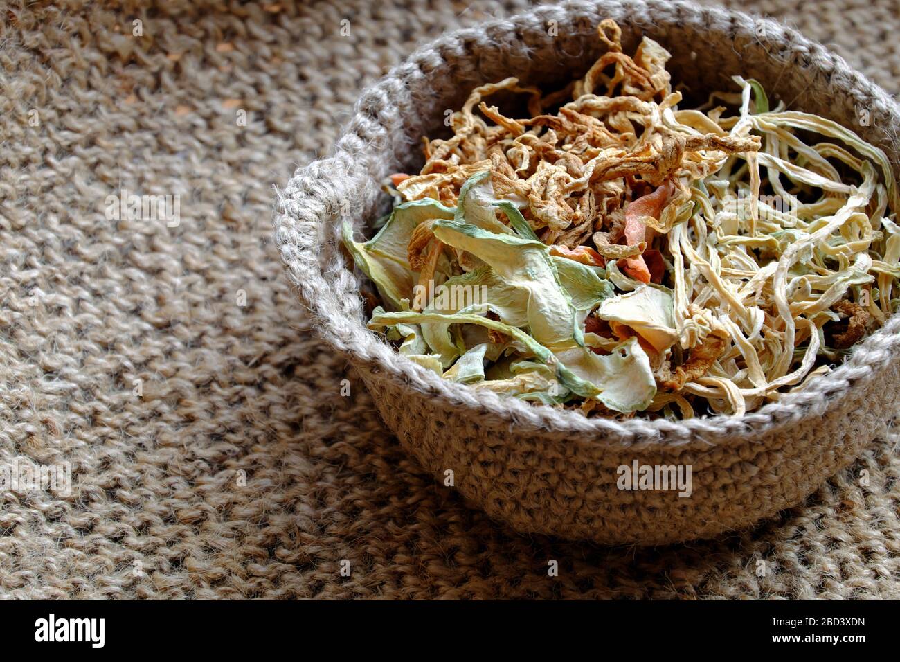 High view dried vegetables in basket, ingredient for many Vietnamese
