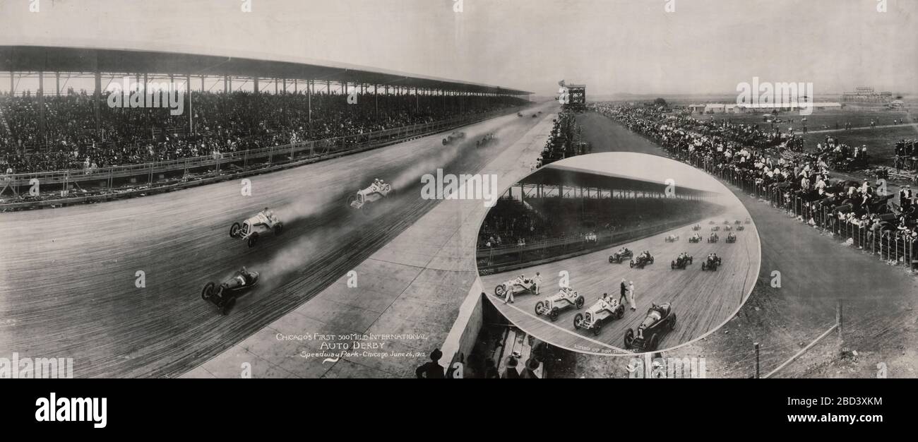 Chicago's First 500 Mile International Auto Derby, Speedway Park, Chicago, June 26, 1915 Stock Photo
