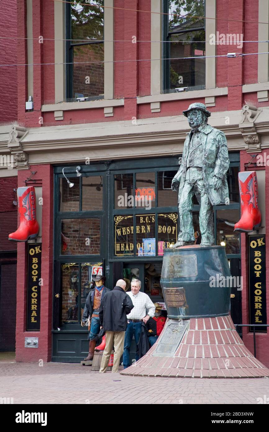 Gassy Jack statue in Maple Tree Square, Gastown District, Vancouver