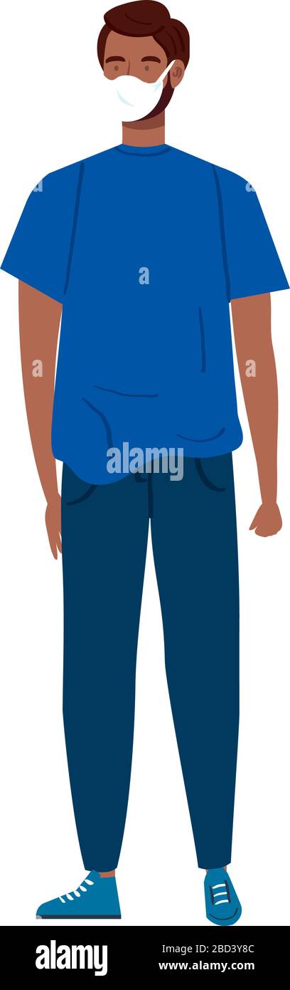 young man afro with face mask isolated icon Stock Vector Image & Art ...