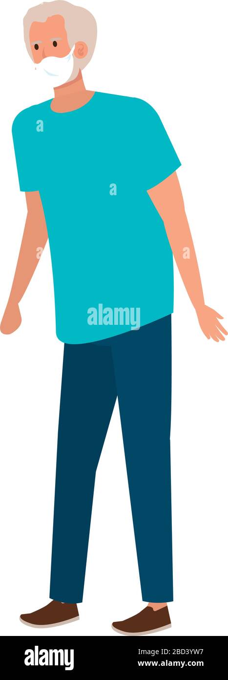 old man with face mask isolated icon Stock Vector Image & Art - Alamy