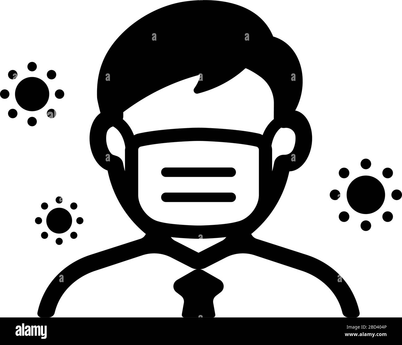 face mask, flu mask icon (man) / corona virus, covid-19, flu Stock Vector