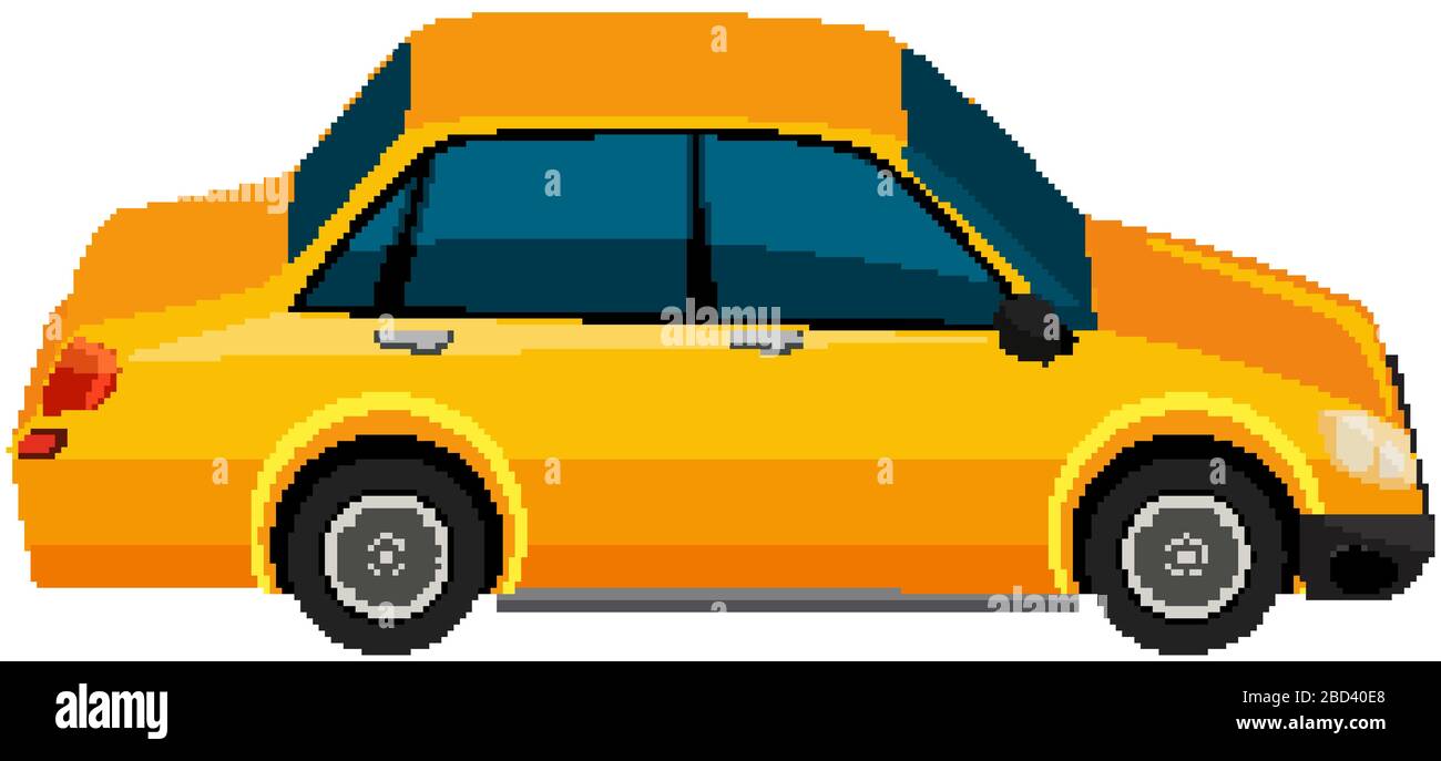 One yellow car on white background illustration Stock Vector Image ...
