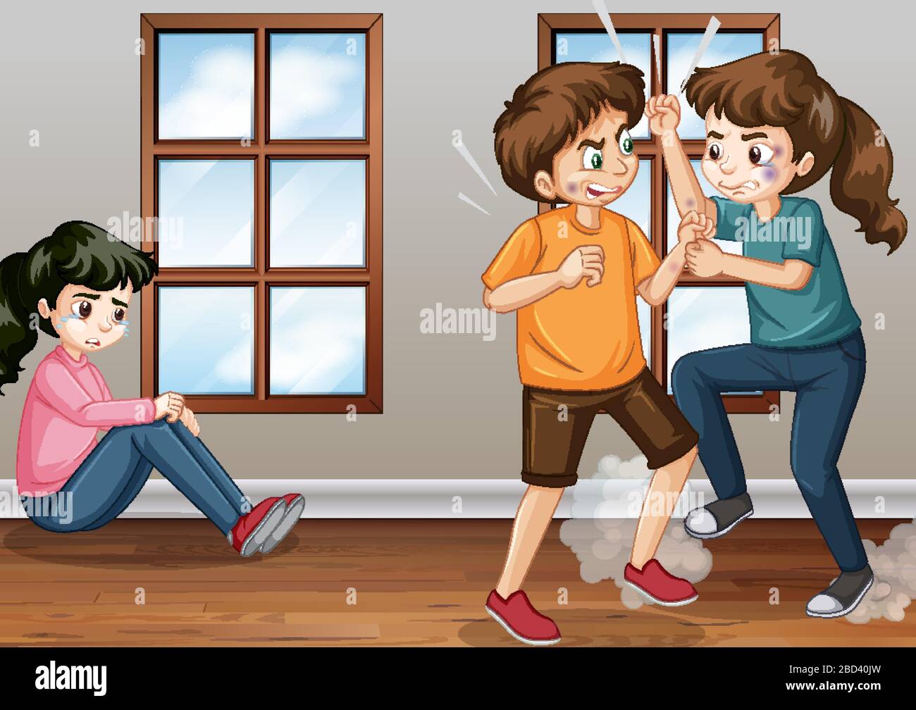 Domestic violence scene with people fighting illustration Stock Vector  Image & Art - Alamy