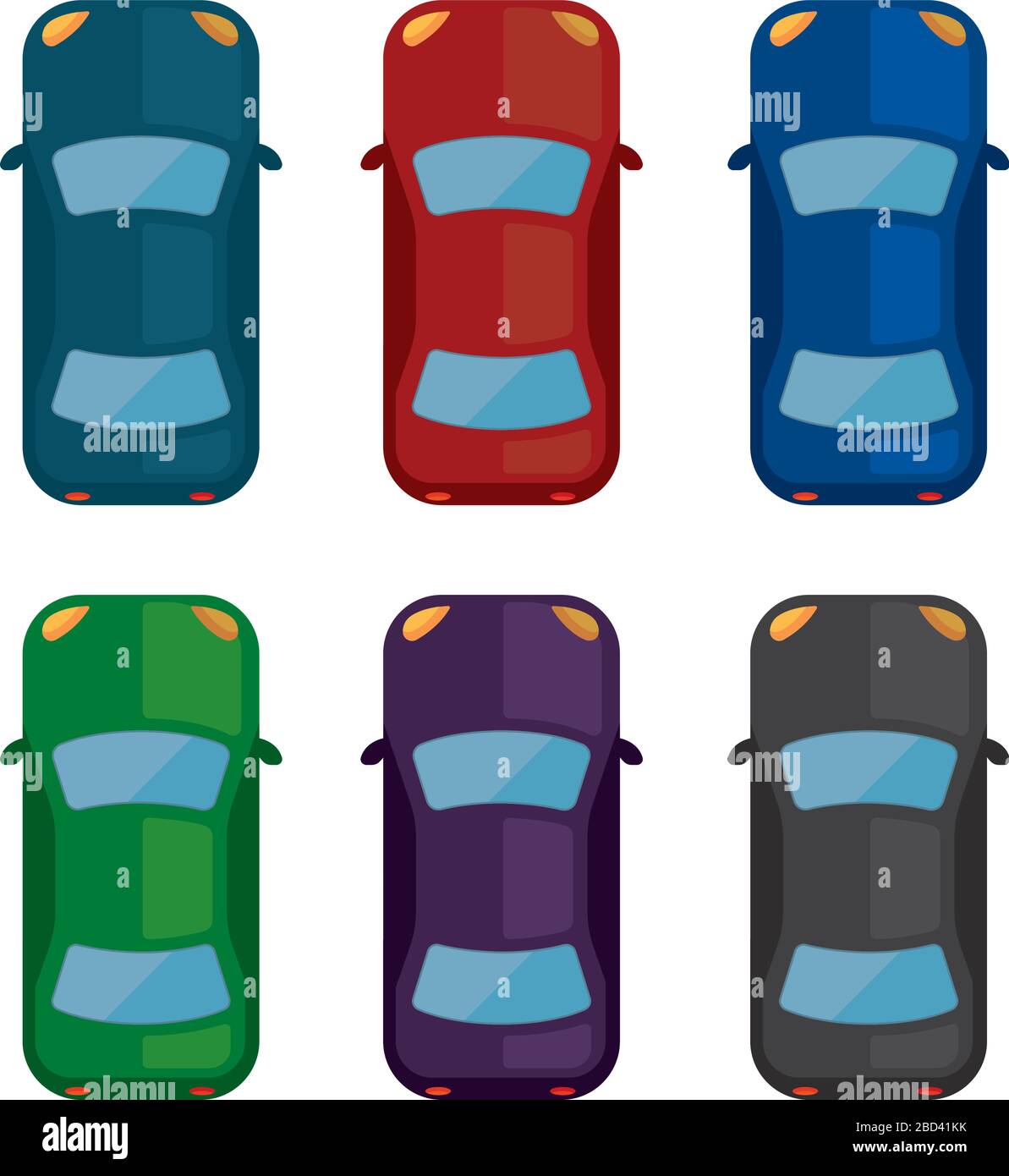 car (view from above) vector flat icon illustration set Stock Vector