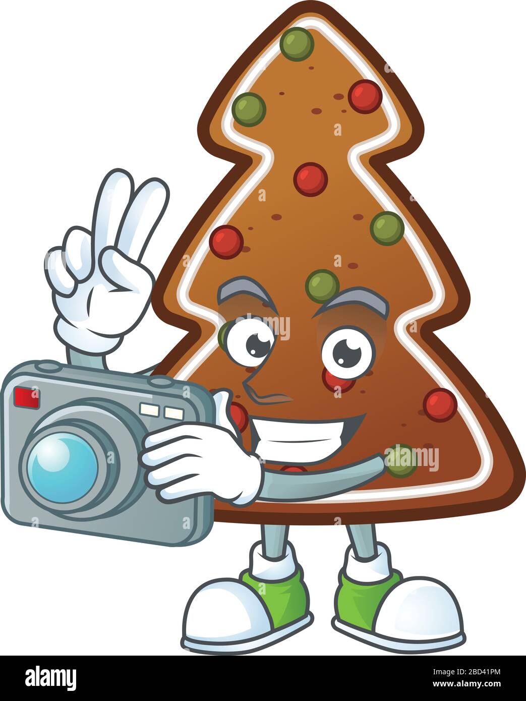 Gingerbread tree photographer mascot design concept using an expensive ...