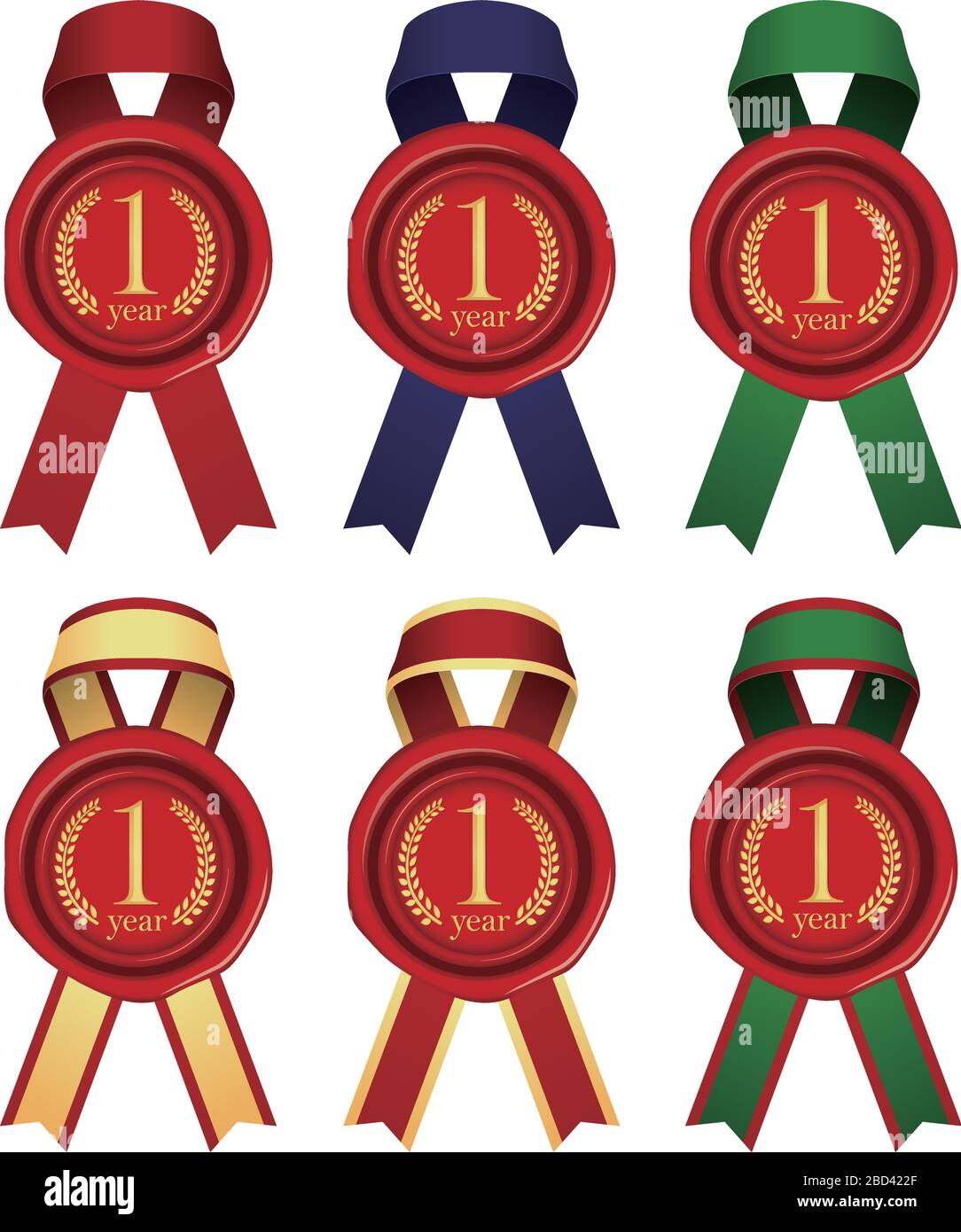 Sealing wax & ribbon illustration set / year anniversary (1 year Stock ...