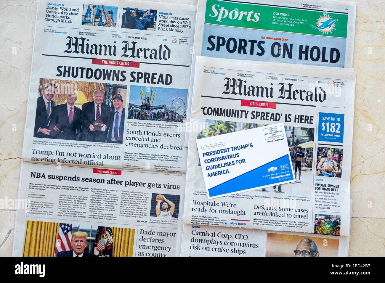 Florida miami herald newspaper front page headlines hires stock