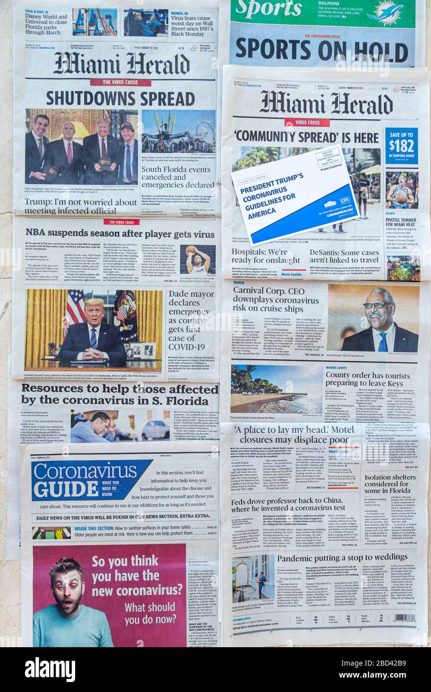 Miami Beach Florida,Miami Herald front page newspaper headlines