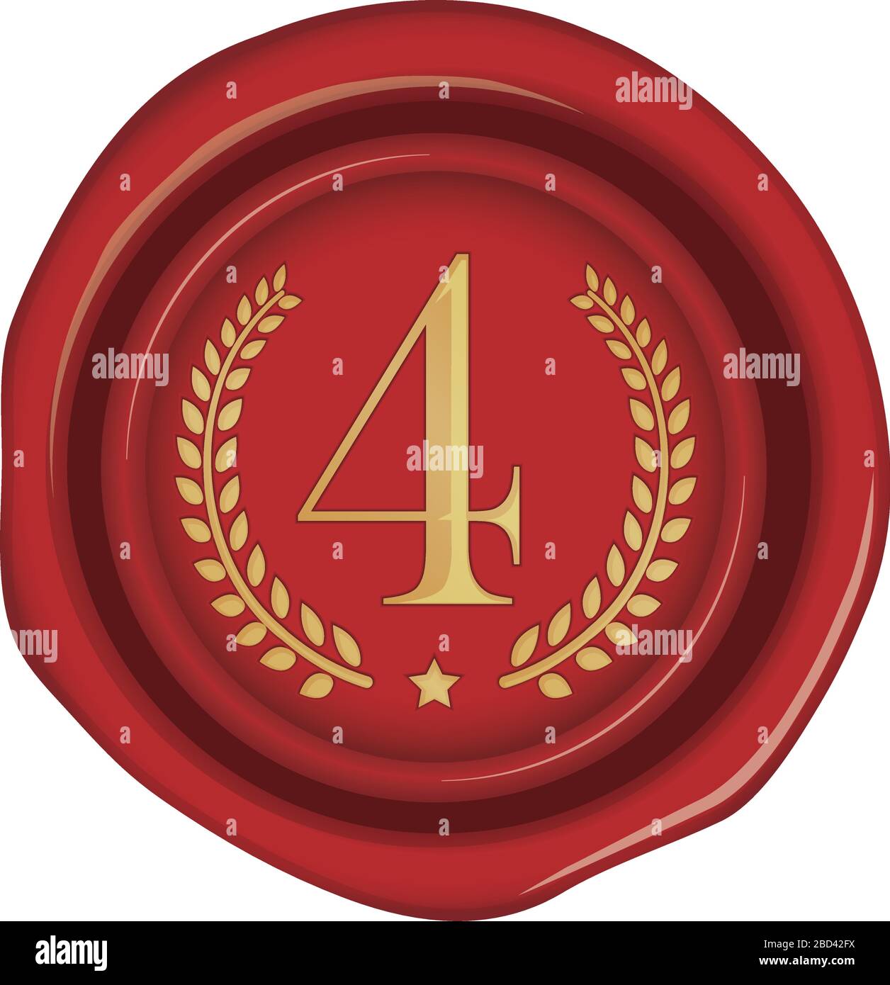 Sealing wax ,stamp illustration / number, ranking (4th place) Stock Vector