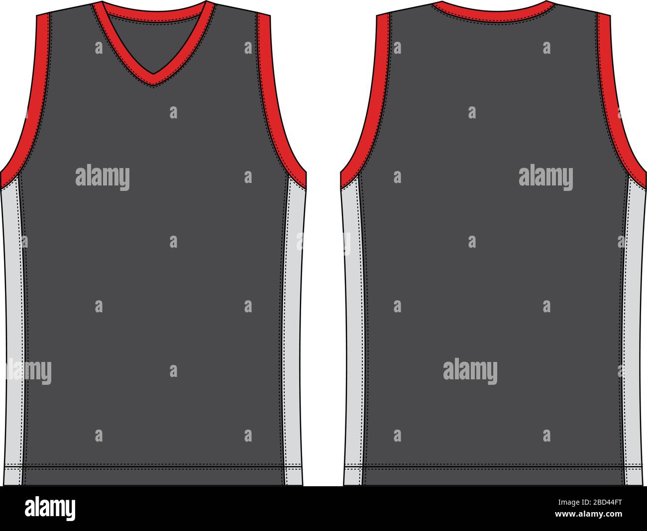 Vector illustration of a tank top. Basketball jersey template design. Tank  top technical drawing. Stock Vector