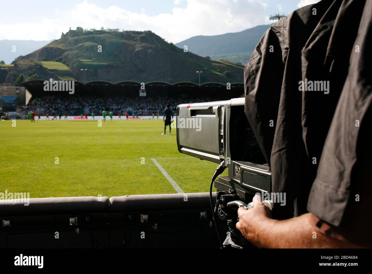 TV camera recording football game Stock Photo Alamy
