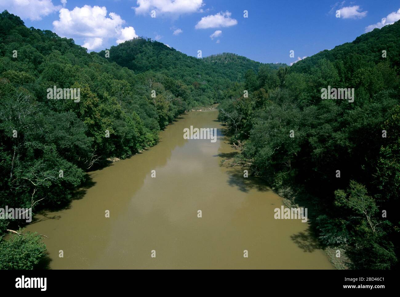 Big South Fork from Blue Heron Mining Community Bridge, Big South Fork National River, Kentucky Stock Photo