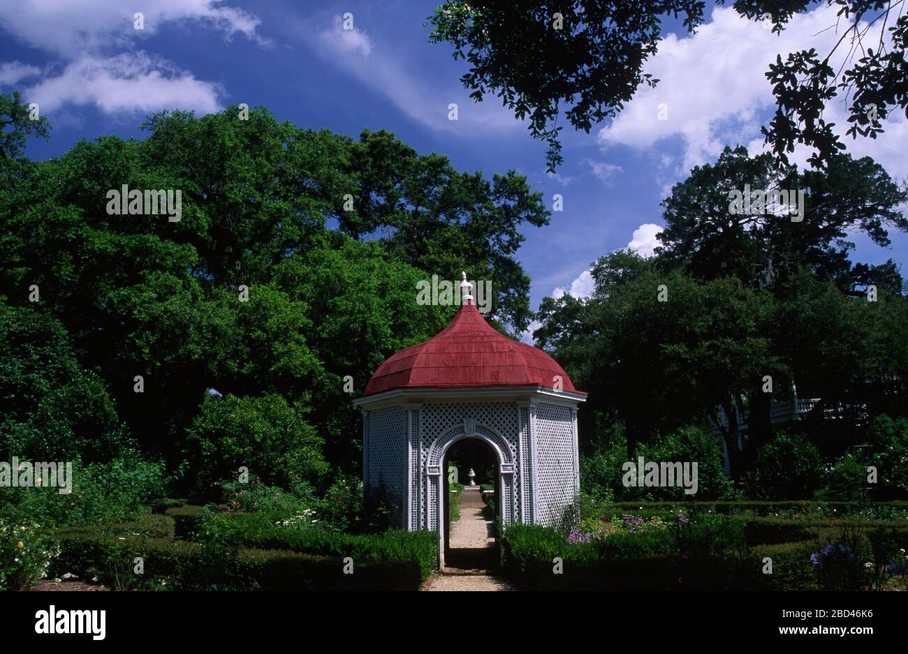 Flower Garden, Rosedown Plantation State Historic Site, Louisiana Stock
