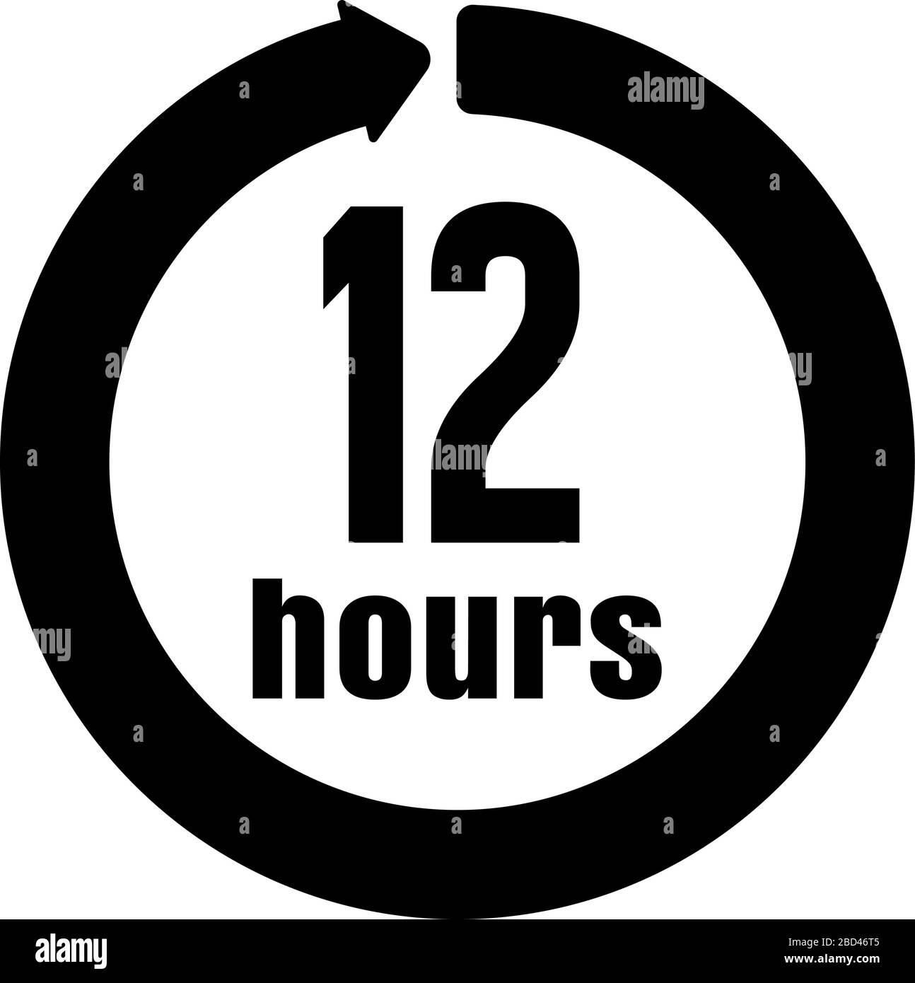 Timer, clock vector icon illustration ( 12 hours ) Stock Vector