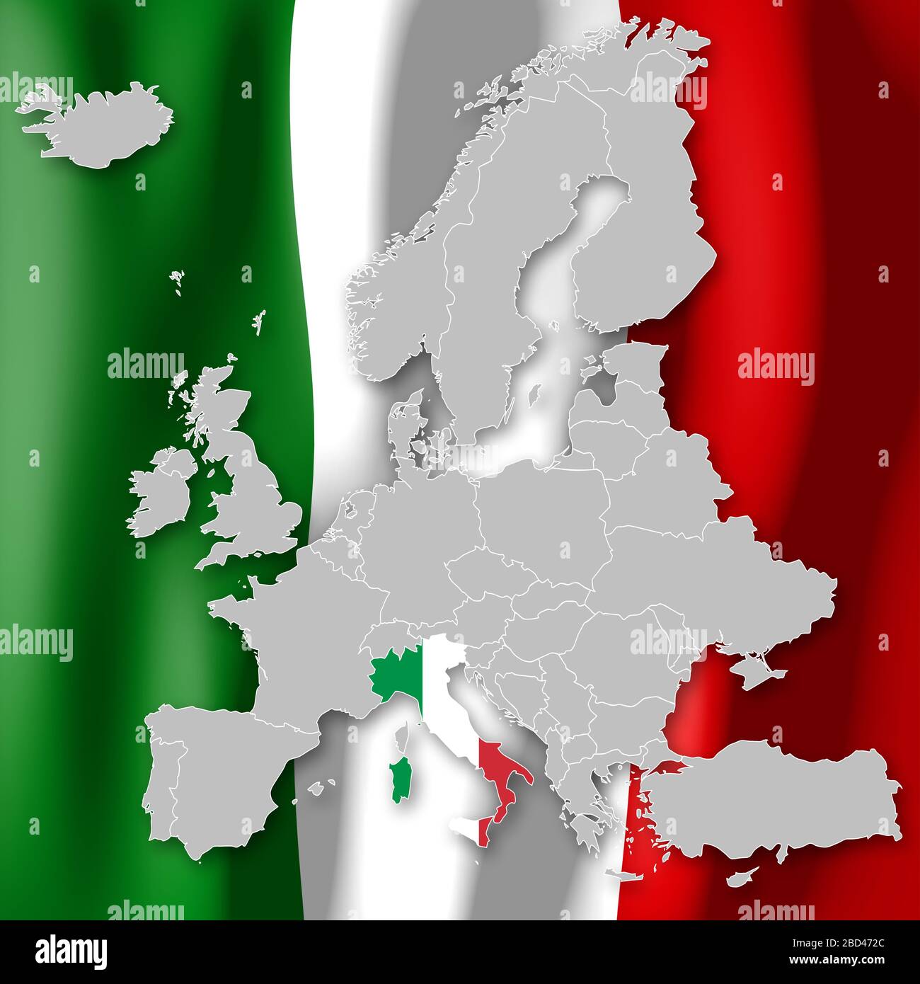 Map of Europe Italy Stock Photo - Map Of Europe Italy 2BD472C