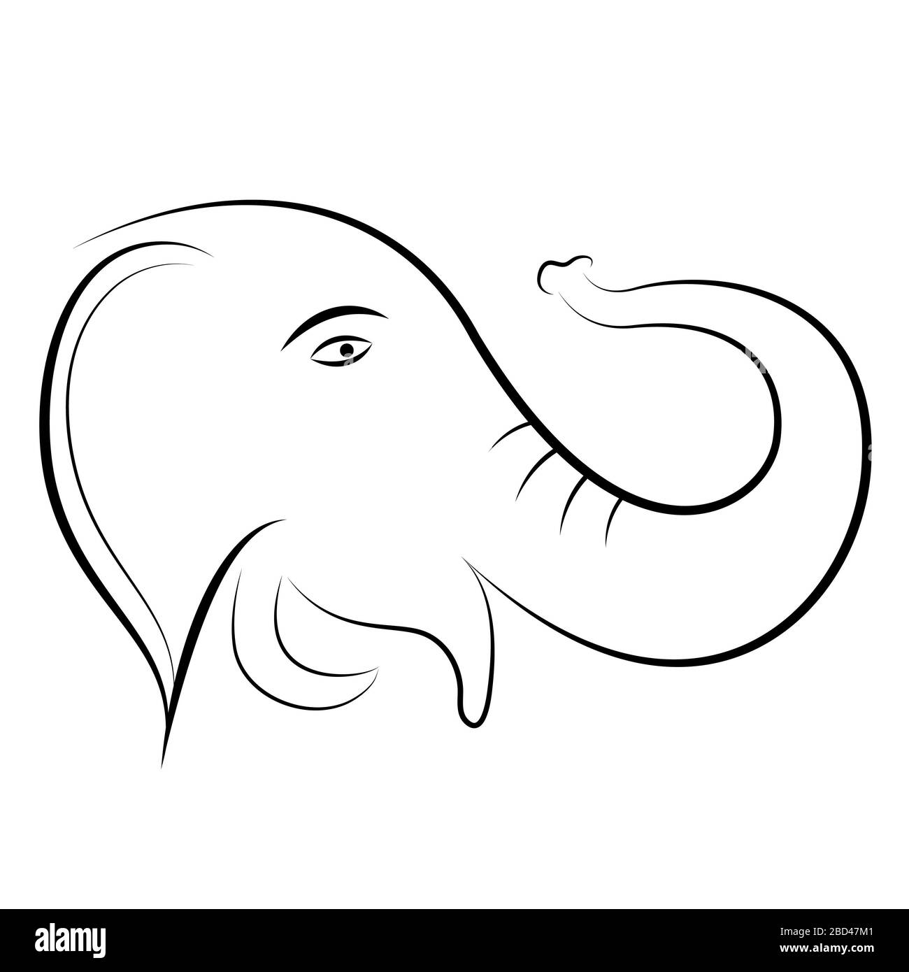 Elephant shape - outline Stock Photo