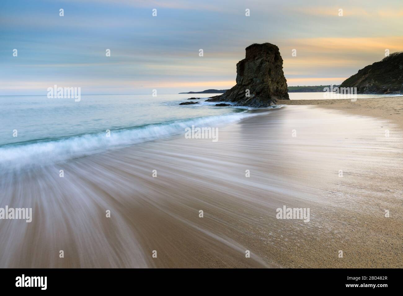 Crinnis Island captured from Carlyon Bay Beach in Cornwall Stock Photo ...