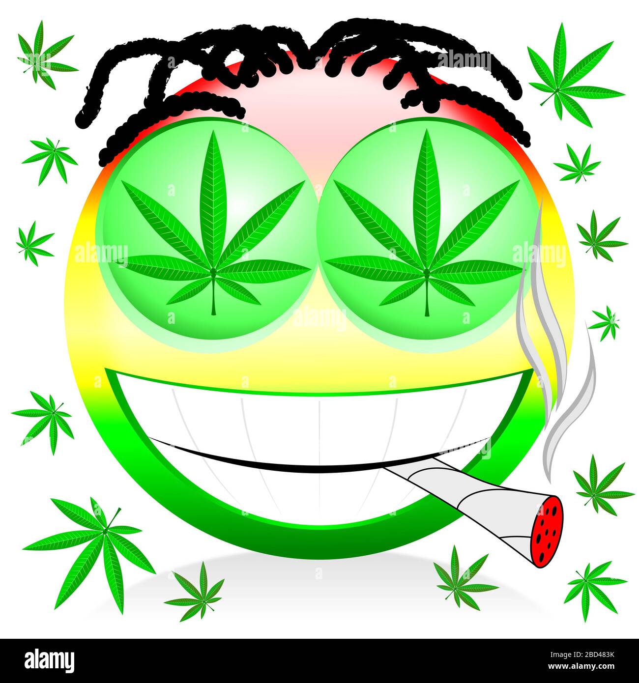 Emoji smoking marijuana colorful cartoon illustration Stock Photo Alamy