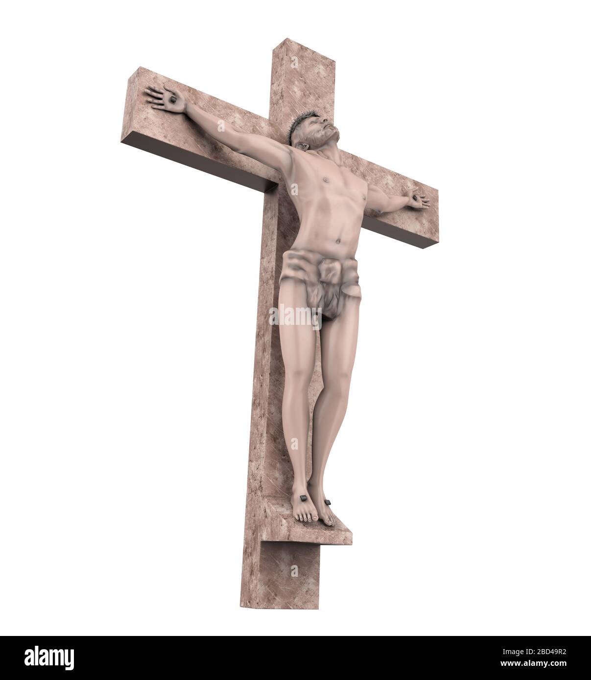 Statue of the Crucifixion of Jesus Christ Isolated Stock Photo