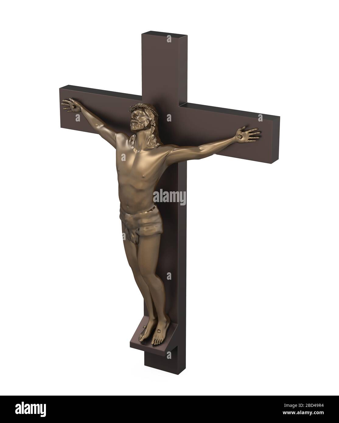 Statue of the Crucifixion of Jesus Christ Isolated Stock Photo