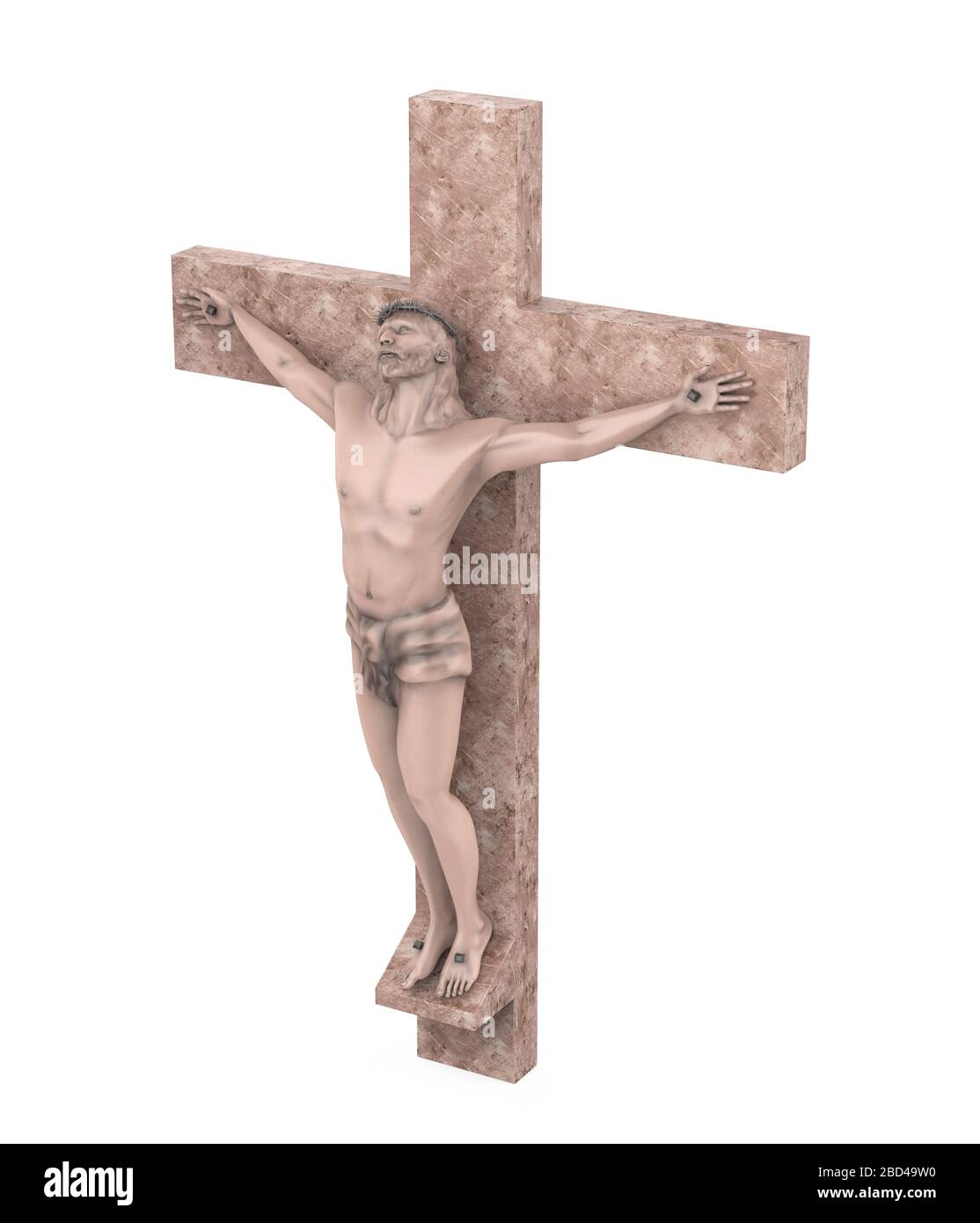 Statue of the Crucifixion of Jesus Christ Isolated Stock Photo