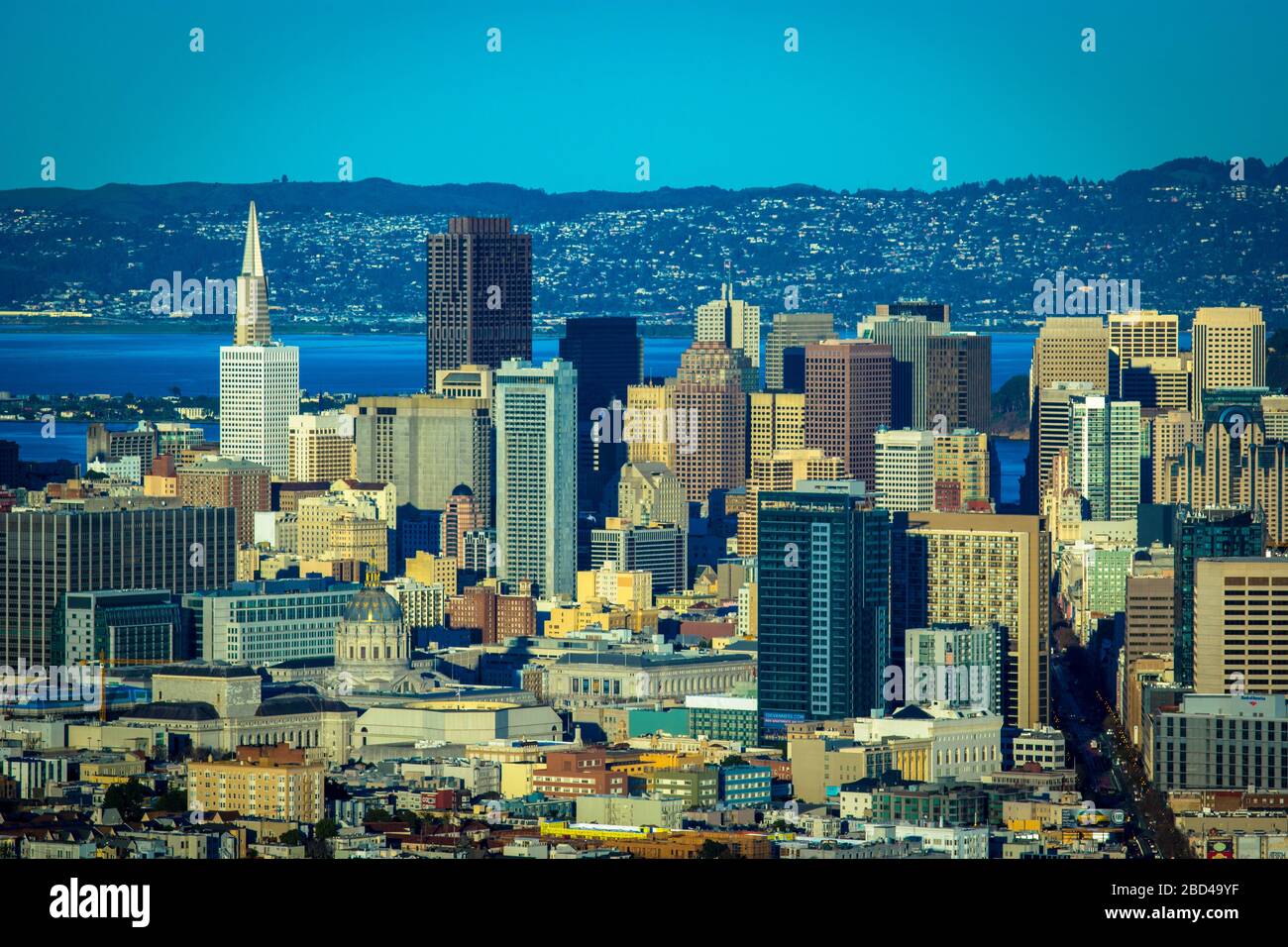 An aerial view of downtown San Francisco California on a sunny day Stock Photo