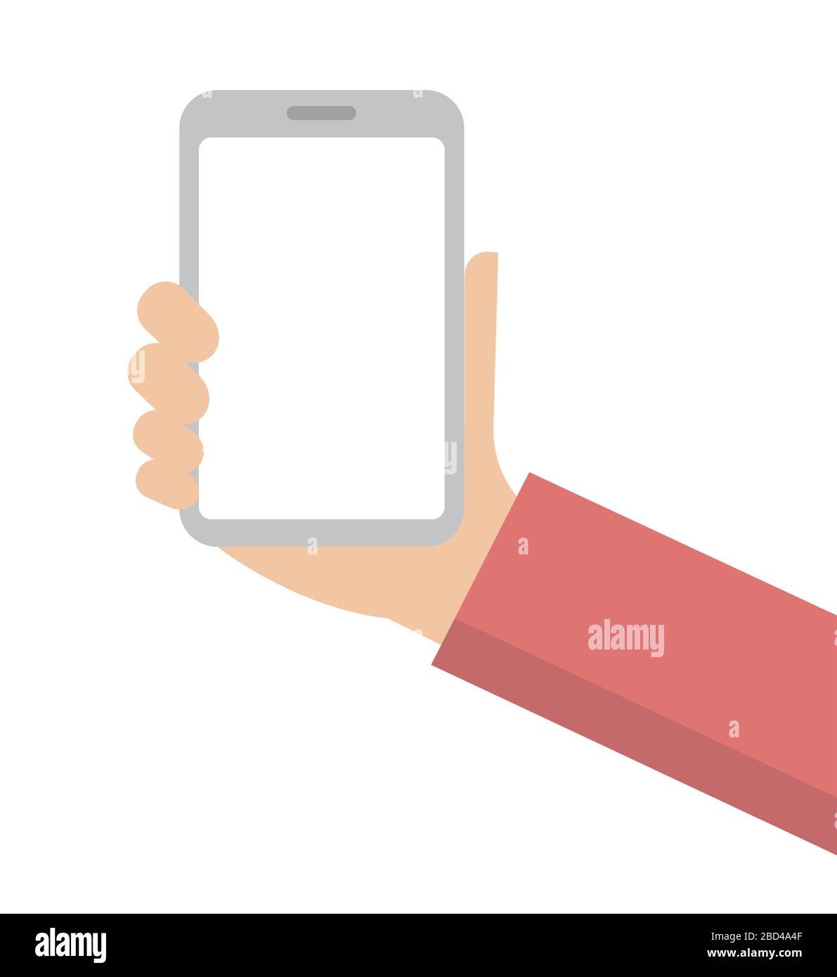 Hand holding smartphone in flat vector illustration Stock Vector Image ...
