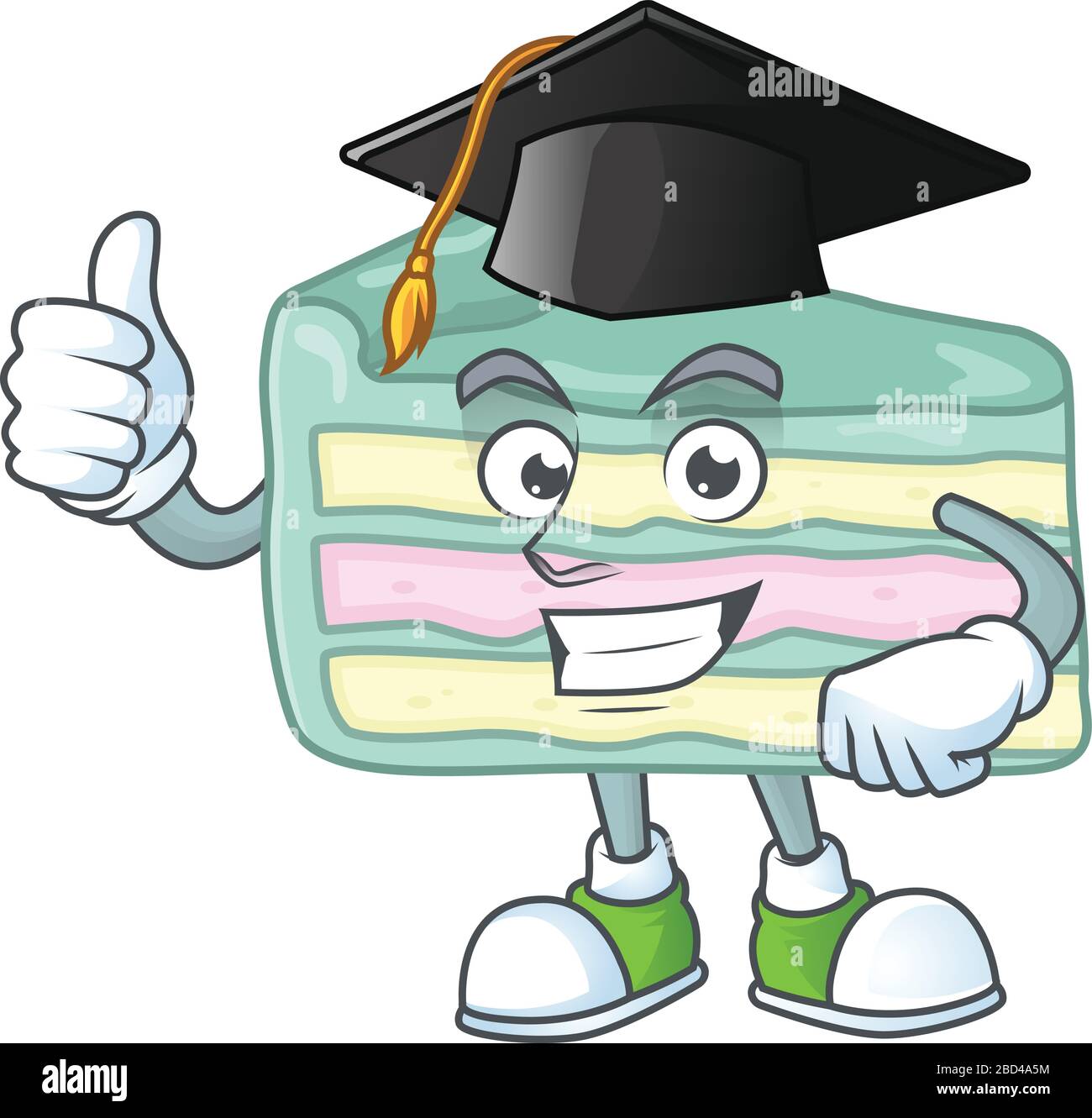 Mascot design concept of vanilla slice cake proudly wearing a black ...