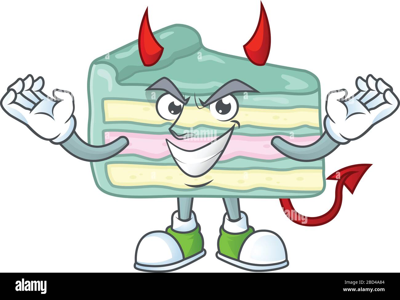 A picture of devil vanilla slice cake cartoon character design Stock Vector